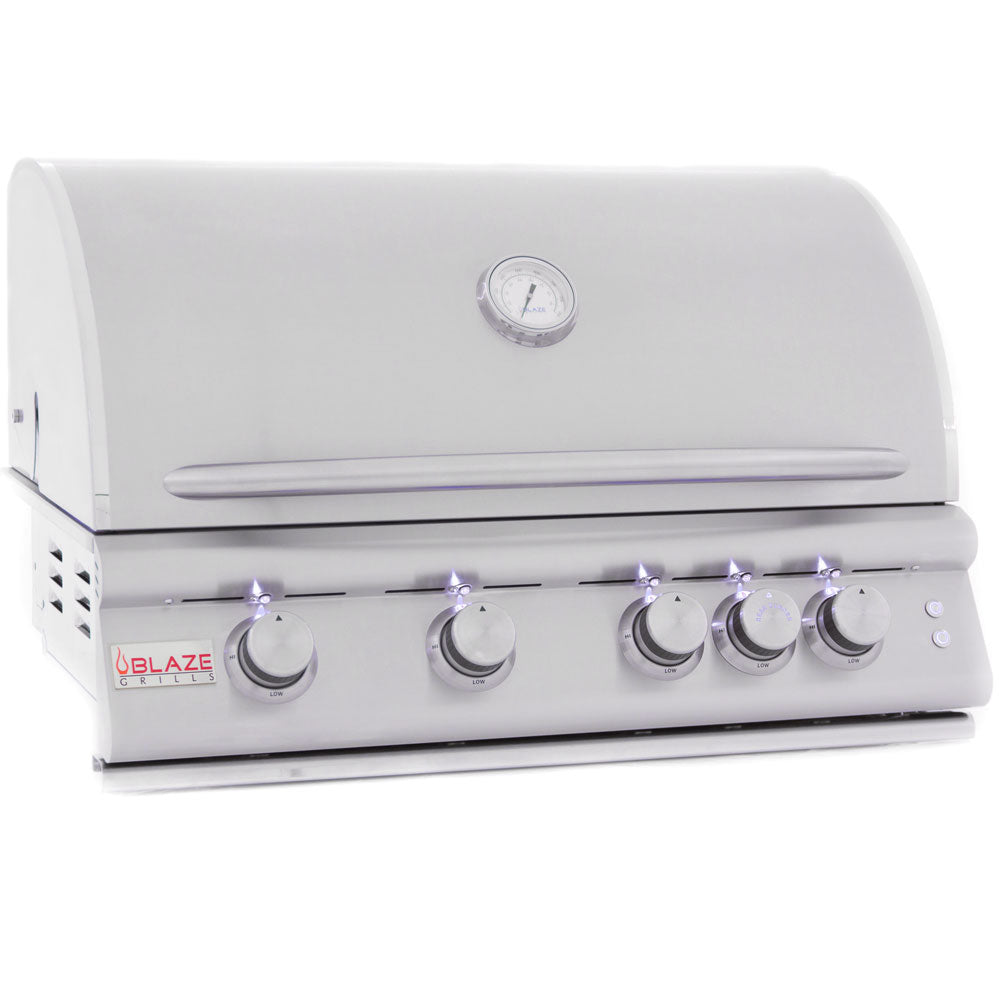 Blaze Premium LTE+ 40-Inch 5-Burner Built-In Natural Gas Grill w/ Lift-Assist Hood & Rear Infrared Burner - BLZ-5LTE3-NG