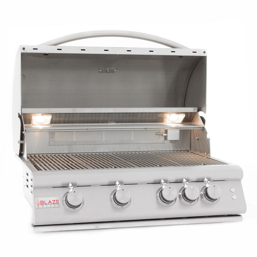 Blaze Premium LTE+ 40-Inch 5-Burner Built-In Natural Gas Grill w/ Lift-Assist Hood & Rear Infrared Burner - BLZ-5LTE3-NG