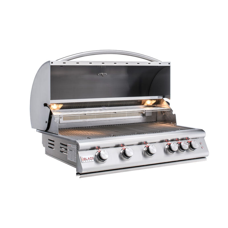 Blaze Premium LTE 40-Inch 5-Burner Built-In Natural Gas Grill w/ Rear Infrared Burner & Grill Lights - BLZ-5LTE2-NG